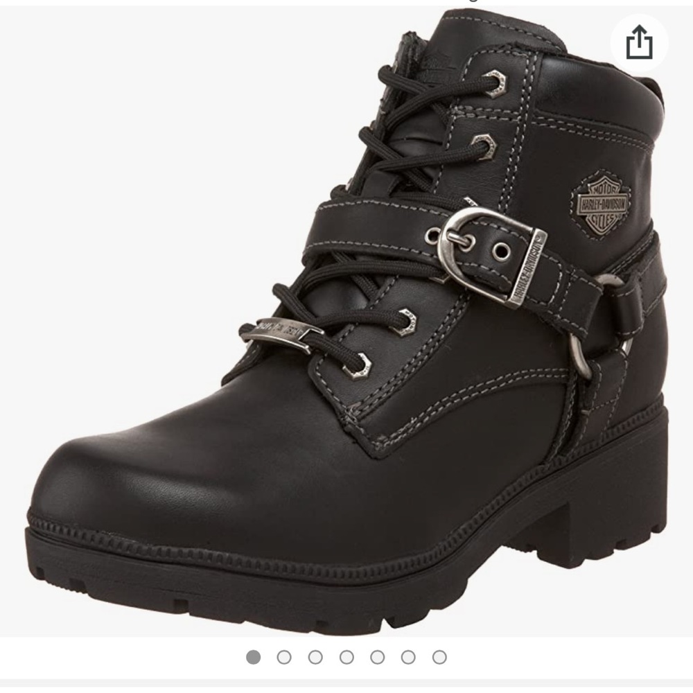 Harley Davidson Turbulent Womens 10 Black Leather Motorcycle Boots, vintage